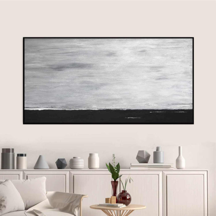 Black And White Landscape Painting Abstract Art Gray Sky modern
