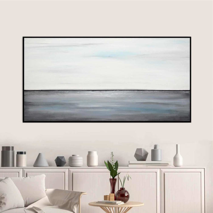 Wide Landscape Painting Original Gray Abstract Art Panoramic