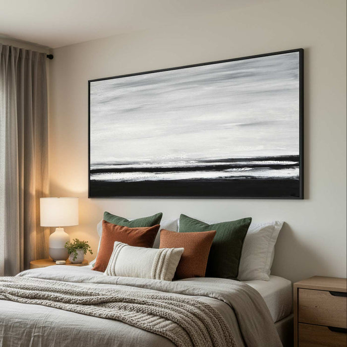 Black And White Minimal Landscape Framed Wall Art For Office