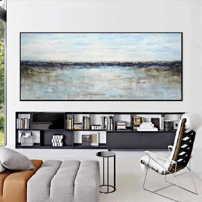 Blue Wide Seascape Wall Art Original Handmade For Living Room