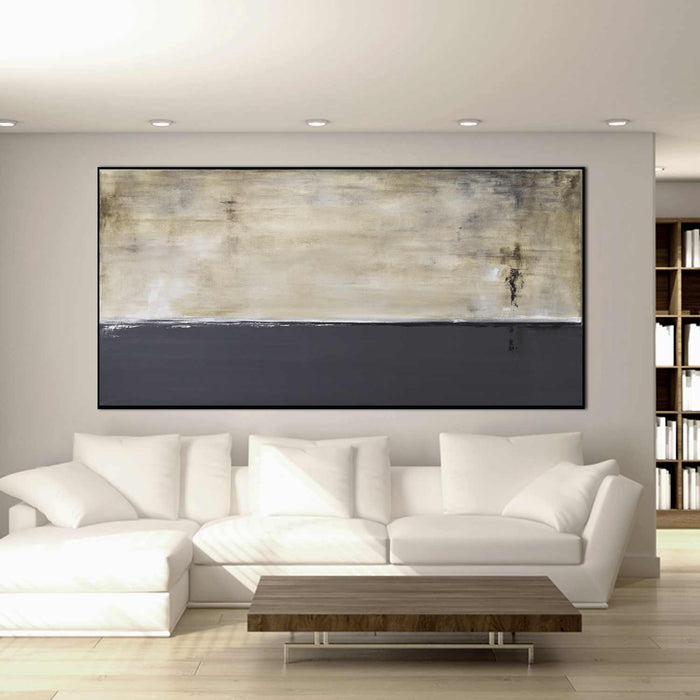 Long Thin Painting For Over Bed Gray Beige Calming Art couch