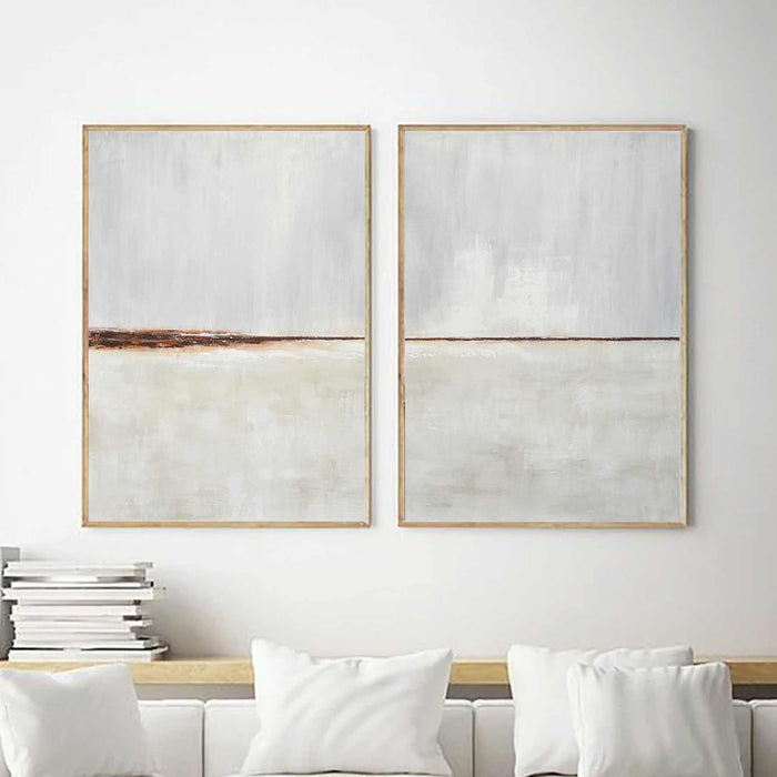 Light Artwork Diptych Paintings Beach Scene Minimalist Art Set Of Two