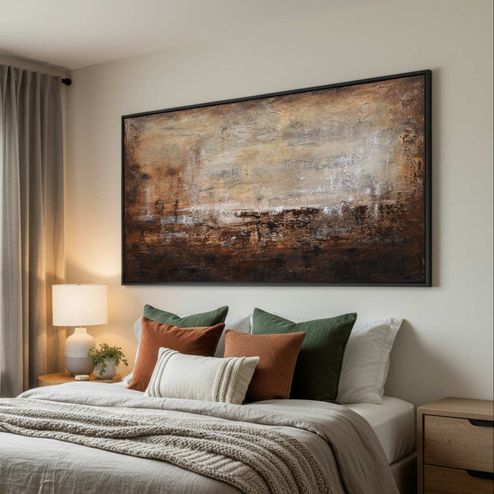 Modern Brown Earth Tones Painting Wabi Sabi Art For Living Room