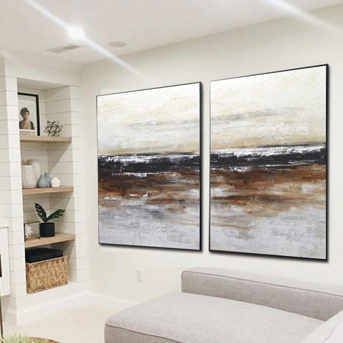 Set Of Two Textured Abstracts For Living Room Rich Colors Oversized