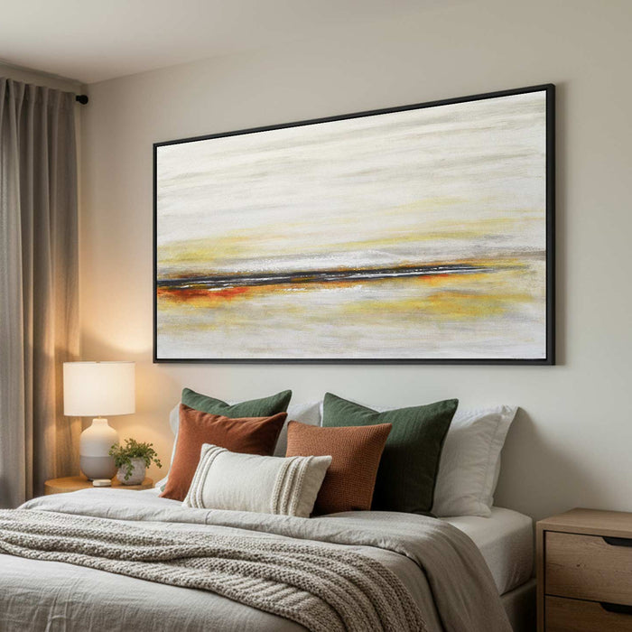 Wide Gold Yellow Landscape Original Wall Art Living Room Canvas