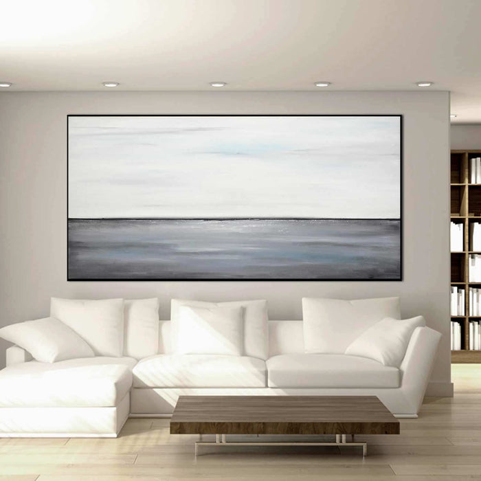 Wide Landscape Painting Original Gray Abstract Art Panoramic
