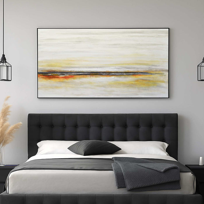 Wide Gold Yellow Landscape Original Wall Art bedroom Canvas