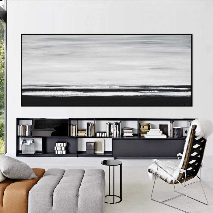 Black And White Minimal Landscape Framed Wall Art For Office