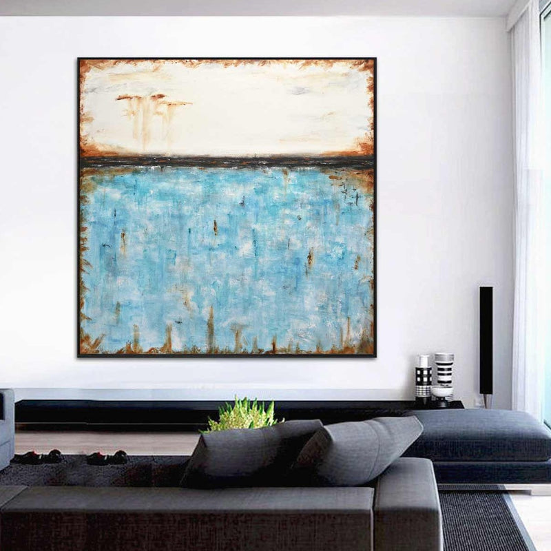blue turquoise large square painting