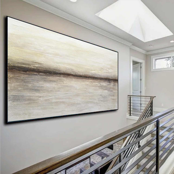 Original Hand Painted Beige Clean Minimal Wall Art Framed Artwork