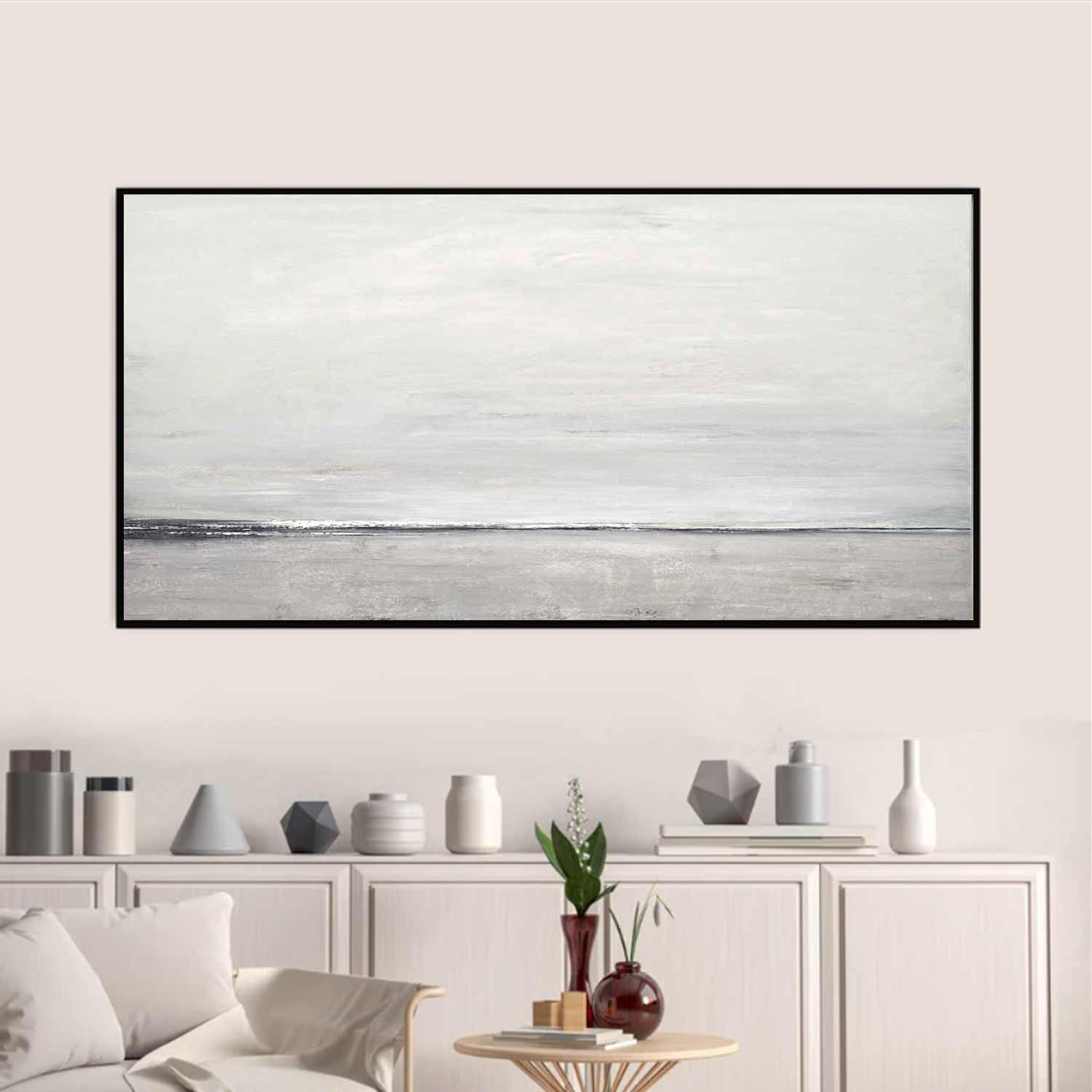 Original Handmade Landscape Wide Painting Horizon Line Art
