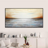 Original Landscape Wide Painting Brown Gray For Dining Room