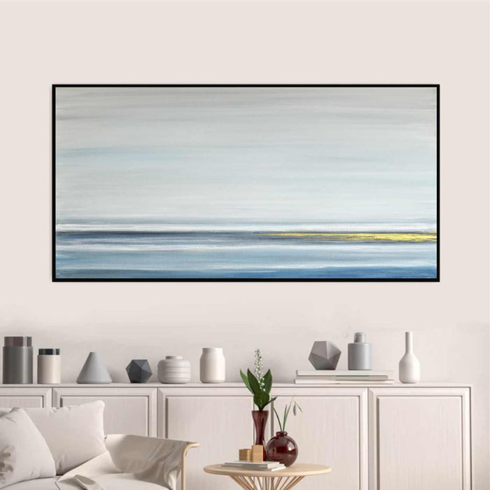 Blue Gold Wide Seascape Original Handmade Wall Art