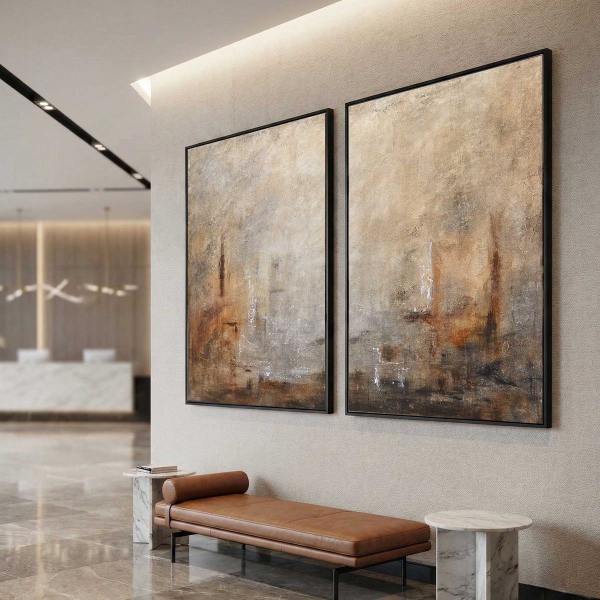 2 Panel Large Art For Living Room Or Office Original Diptych