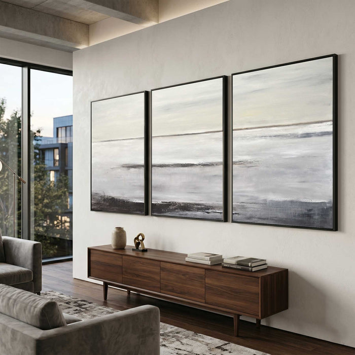 3 Panel Large Art For Office Reception Triptych Brown Beige Paintings