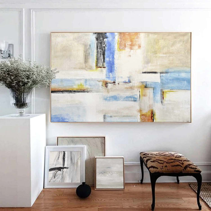 Textured Abstract Expressionist Blocks Art Geometric Hotel Lobby