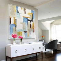 Expressionist Colorful Abstract Art On Canvas Framed Modern Painting for living room