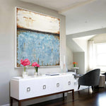 48x48 blue white painting for living room