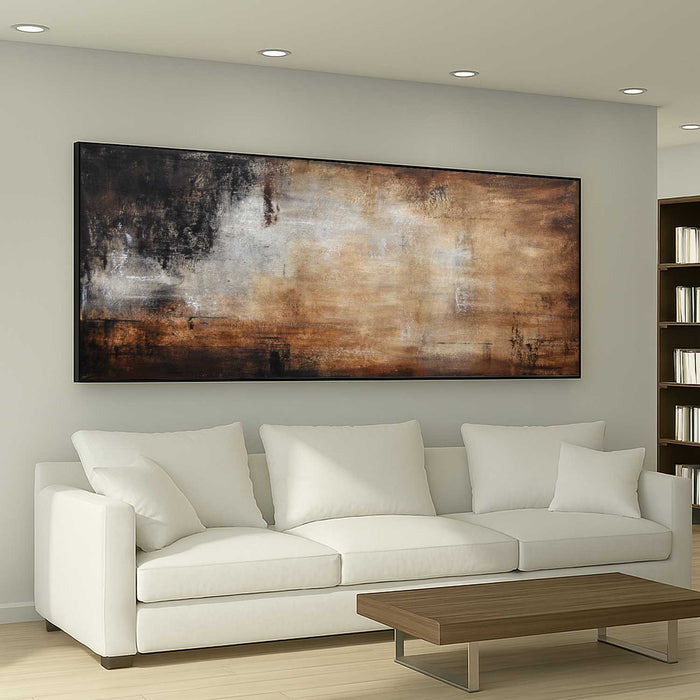 Contemporary Brown Artwork Calming Painting Large Framed Art