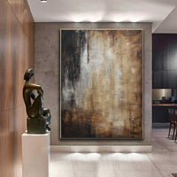 Dark Brown Wall Art On Canvas Framed Abstract