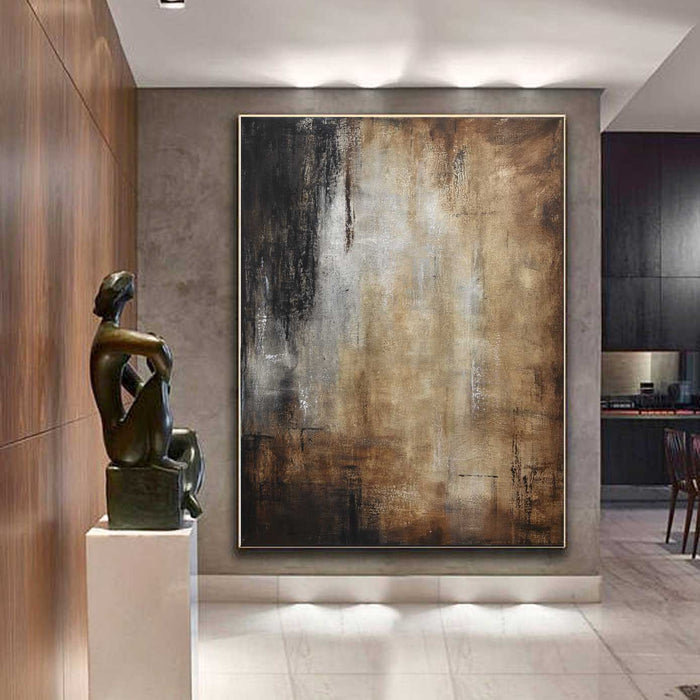 Dark Brown Wall Art On Canvas Framed Abstract