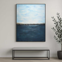 Deep Blue Abstract Seascape Painting Framed Art Original Artwork