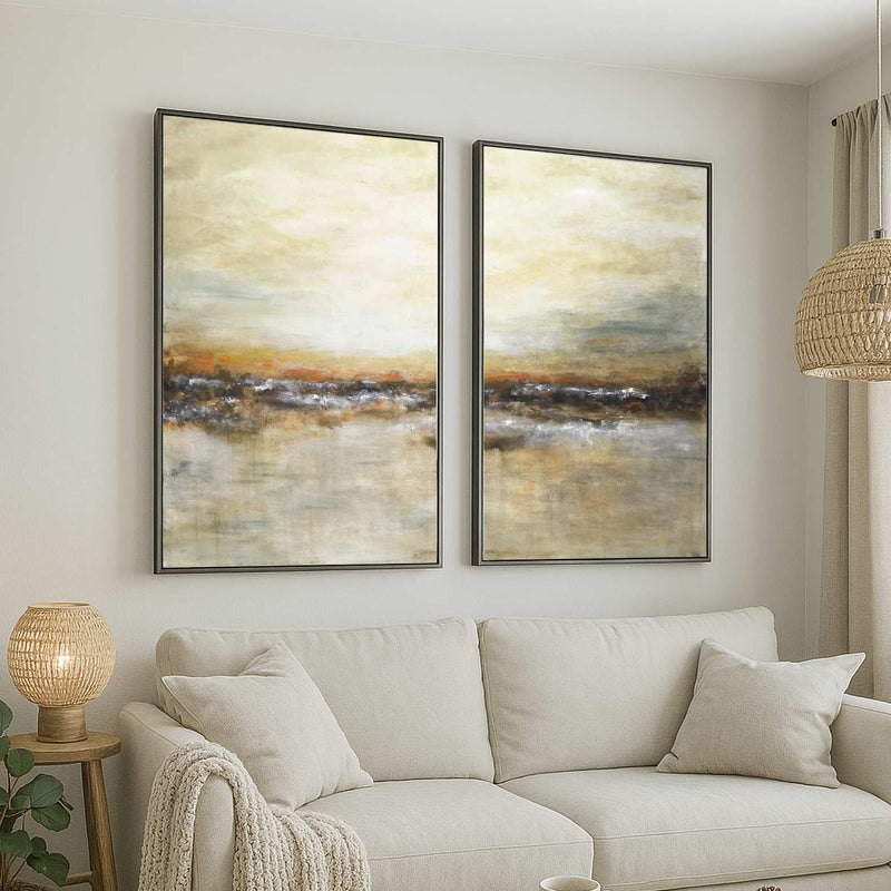 Diptych Artwork For Large Walls Earth Tones Brown Beige Paintings