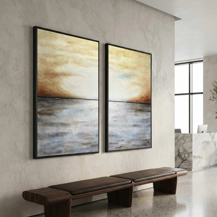 Diptych Landscape Paintings Brown Landscape Art 2 Panel Room Decor