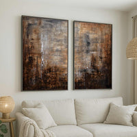Diptych Paintings For Large Walls Textured Brown Art Wabi Sabi