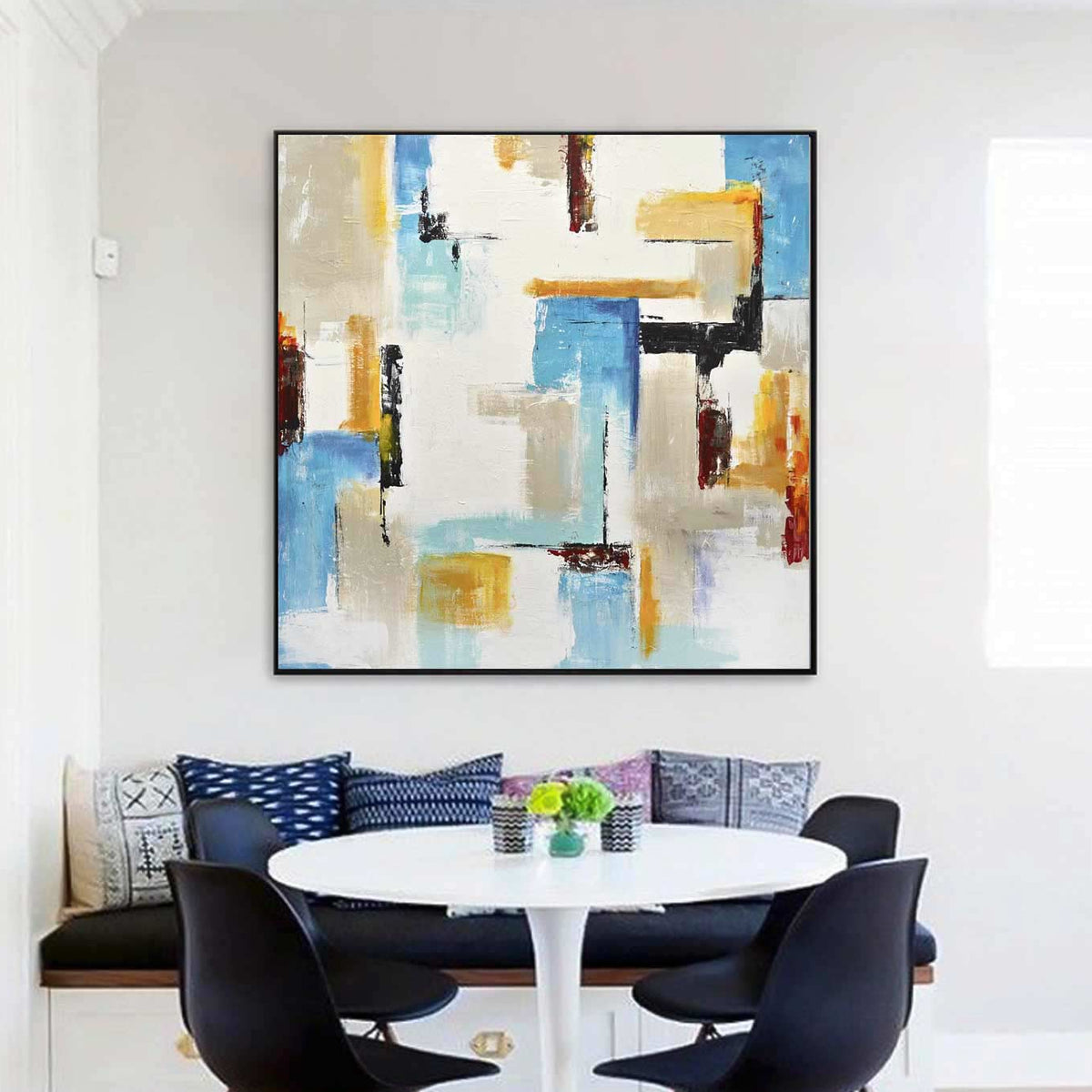 Expressionist Colorful Abstract Art On Canvas Framed Modern Painting