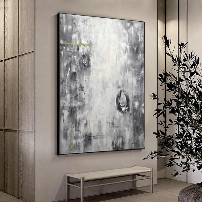 Geometric Monochrome Painting Framed Hallway Art On Canvas