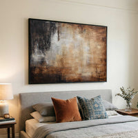 Horizontal Abstract Brown Painting Peaceful Art for bedroom