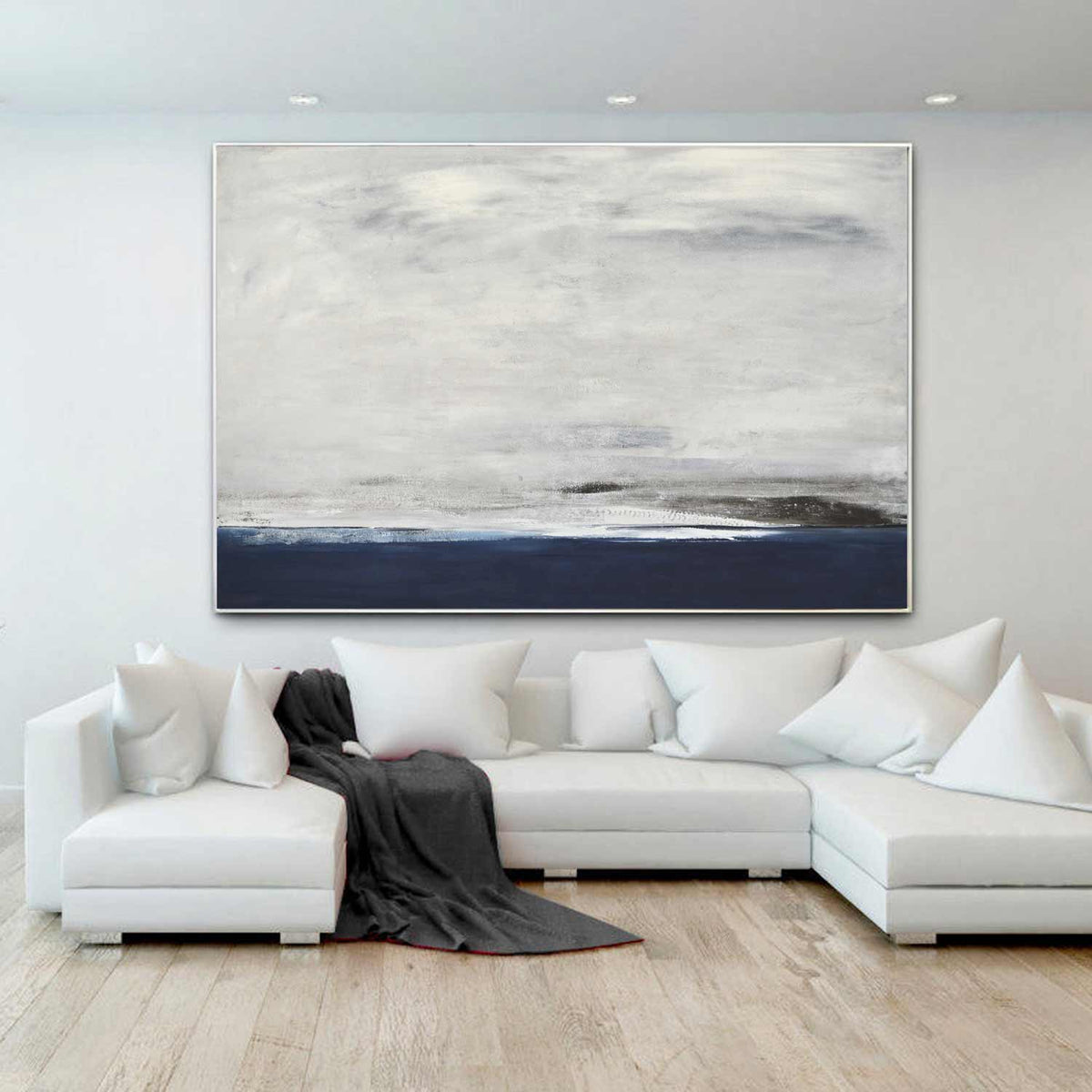 Landscape Horizontal Blue Brown Minimalist Painting