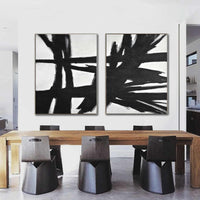 Large Pieces Of Artwork Black And White Paintings Set Of Two