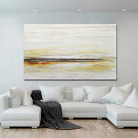 Light Minimal Beige Landscape Painting For Bedroom Calming Art