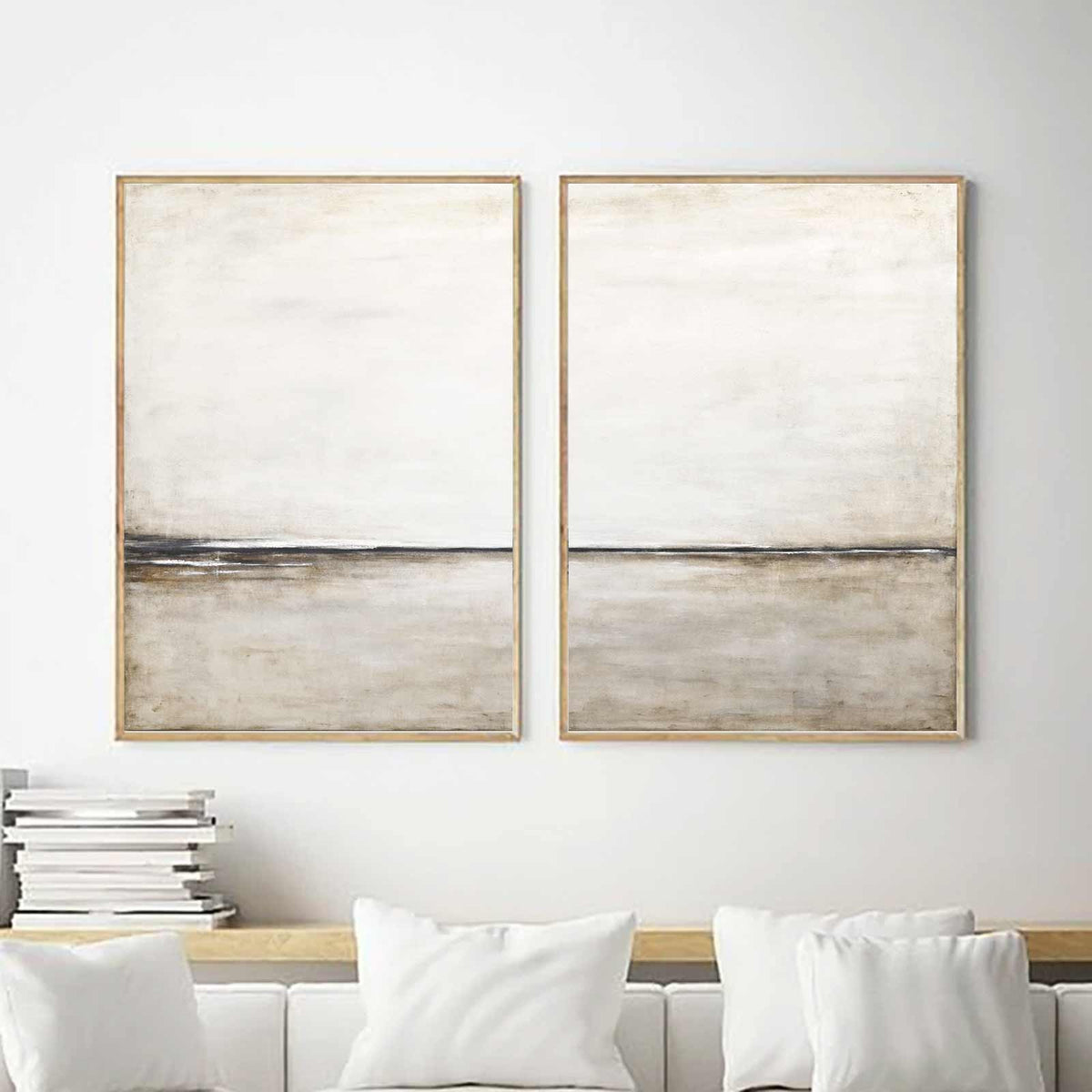 Light Paintings Set Of 2 Minimal Art Horizon Line Soft Wall Art