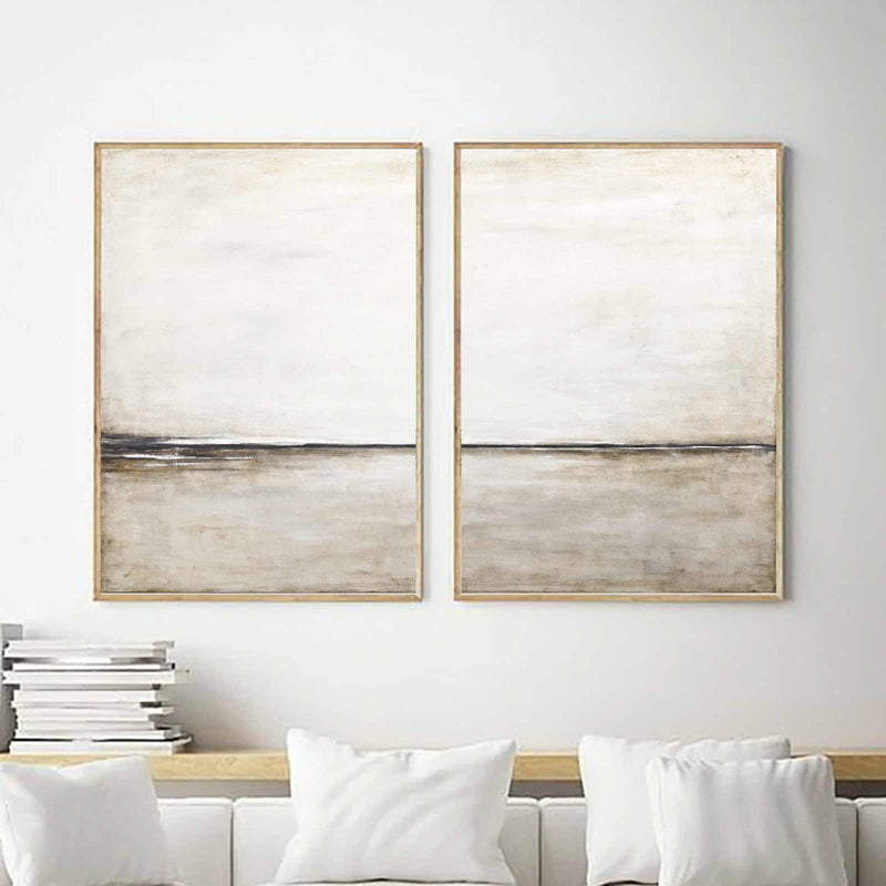 Light Paintings Set Of 2 Minimal Art Horizon Line Soft Wall Art