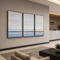 Minimal Landscape Blue White Art Set Of 3 For Conference Room