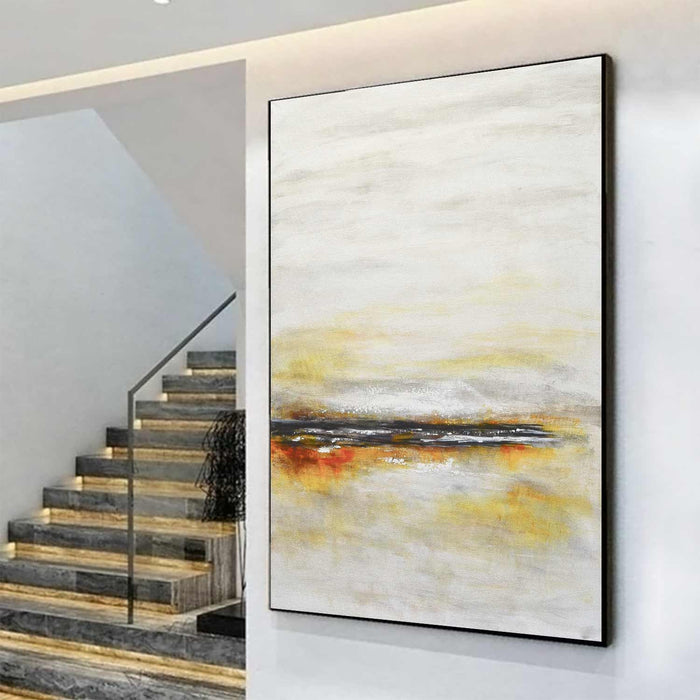 Minimalist Light Painting On Canvas Yellow Beige Art Interior Design