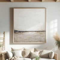 Minimalist Light Square Framed Painting Landscape Soft Tones