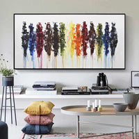 Multi Color Painting Long Art On Wall Yellow Red Green Blue On Canvas