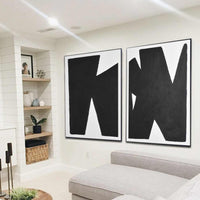 Multi Panel Abstracts On Canvas Black White Modern Art