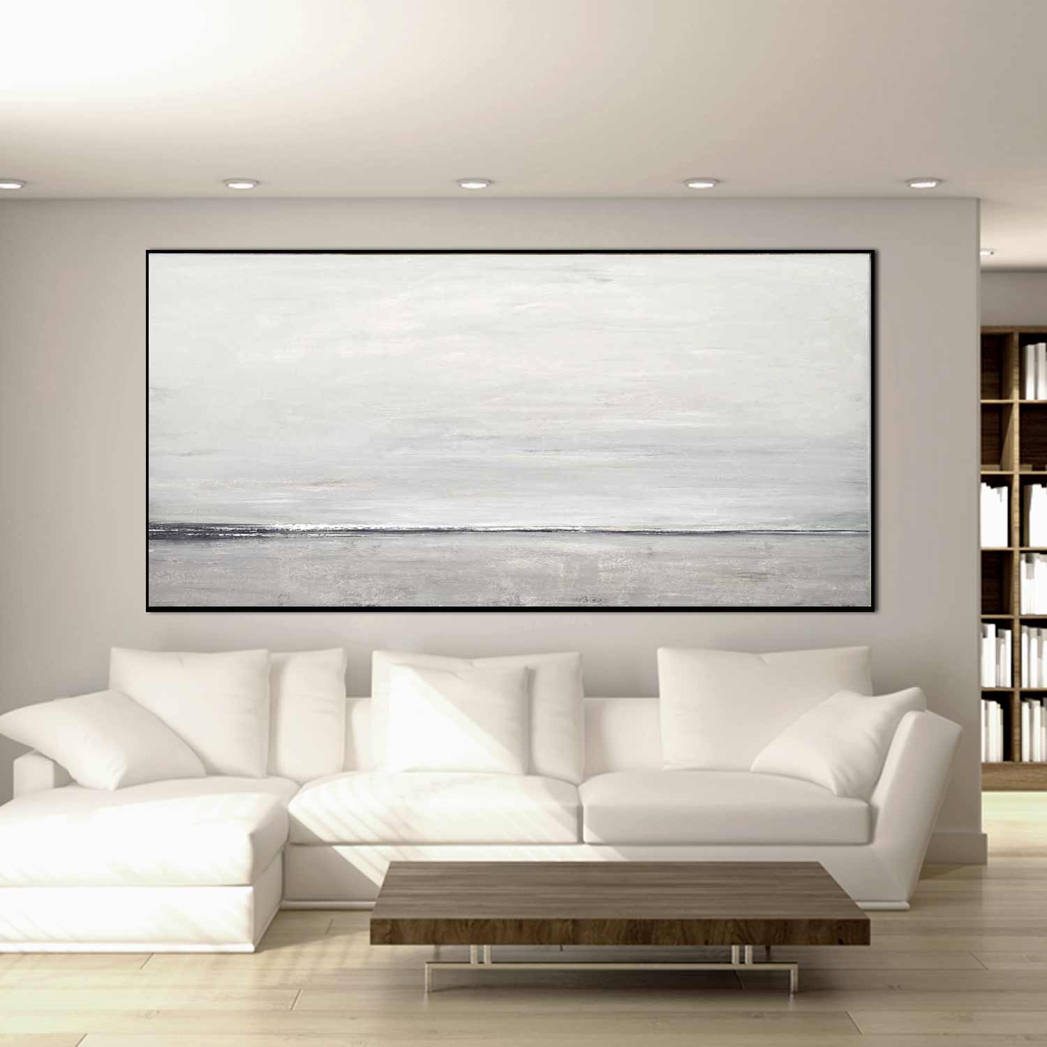 Original Handmade Landscape Wide Painting Horizon Line Art