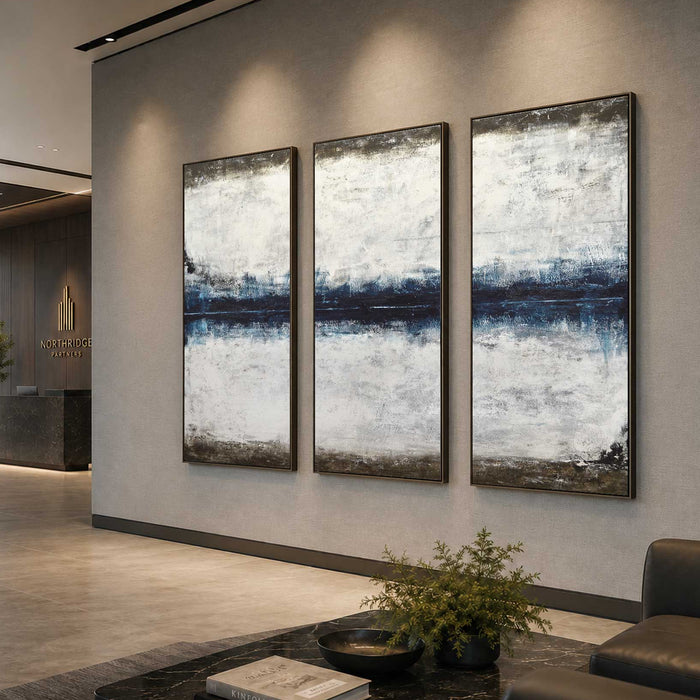 Original Interior Design 3 Panel Abstract Paintings For Office Wall