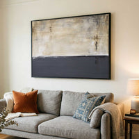 Original Painting Gray Beige Over Couch Quiet Minimal Art