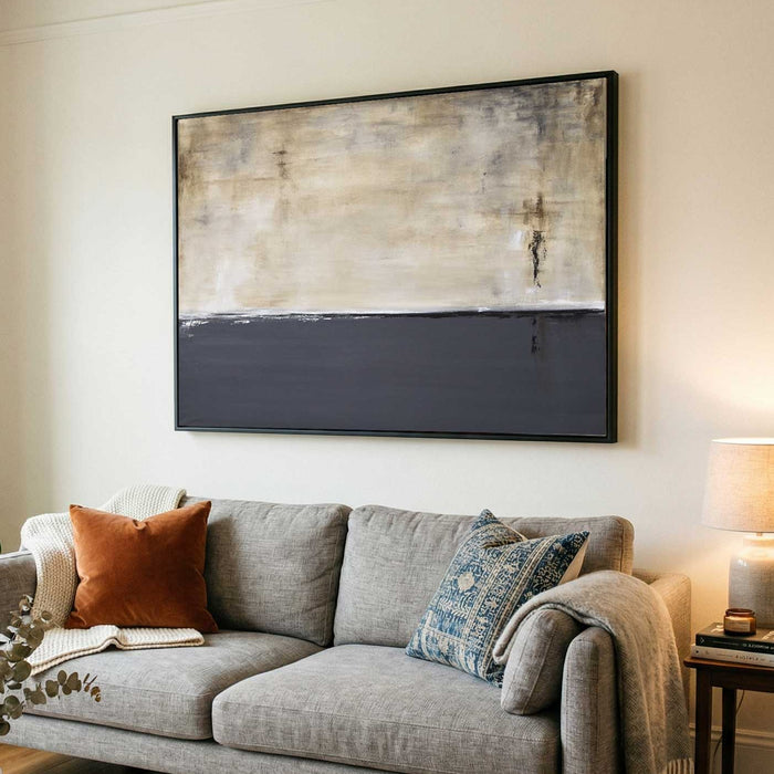 Original Painting Gray Beige Over Couch Quiet Minimal Art