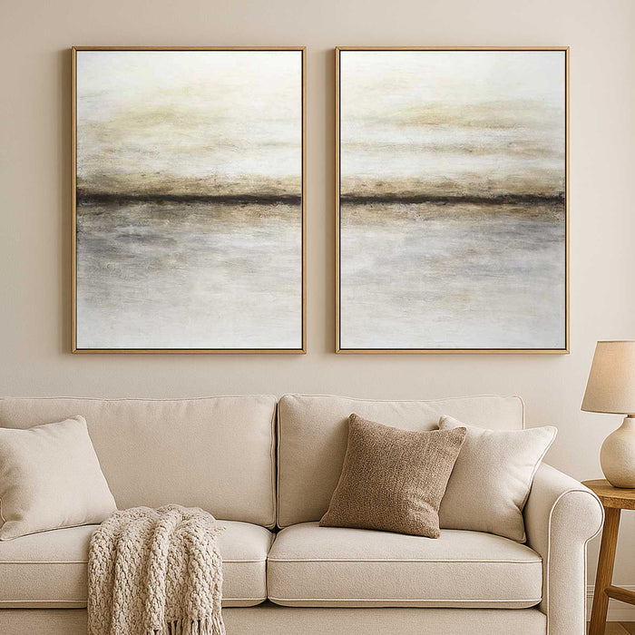Set Of Two Light Paintings Ready To Hang Neutral Tones Hand Crafted