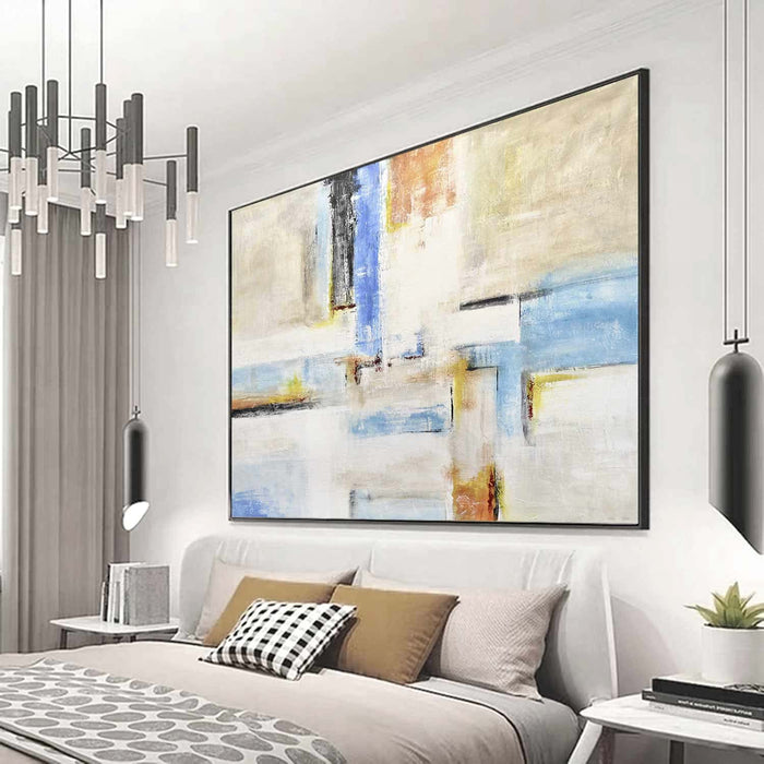 Textured Abstract Expressionist Blocks Art Geometric Hotel Lobby