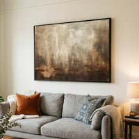 Textured Painting Neutral Colors Framed Artwork Rustic Design