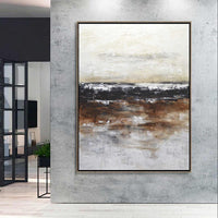 Textured Vertical Painting On Canvas Brown Black Textured Artwork